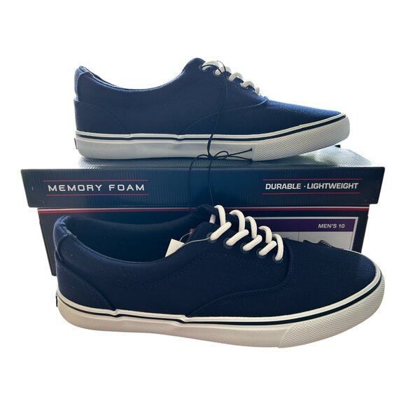 Izod Rangley Men's Lace Up Casual Canvas shoe Memory Foam Navy size 10 - Picture 8 of 9